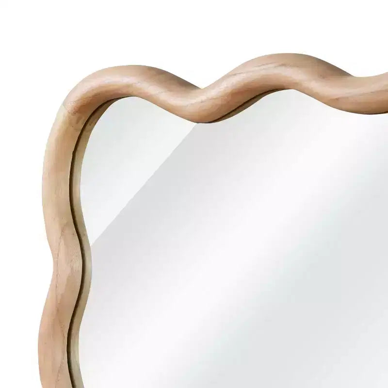 20 x 30 Wall Mirror with Solid Wood Frame, Wavy Rectangle Decorative Mirror for Bathroom, Bedroom, Living Room, Entryway-Panipeachy