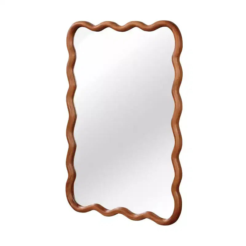 20 x 30 Wall Mirror with Solid Wood Frame, Wavy Rectangle Decorative Mirror for Bathroom, Bedroom, Living Room, Entryway-Panipeachy