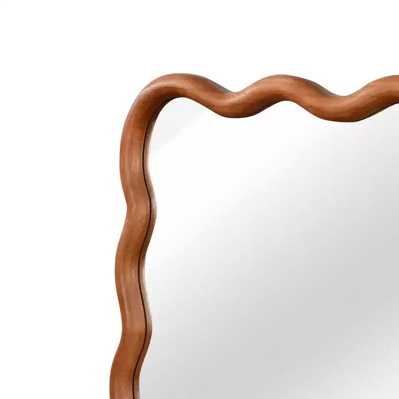 20 x 30 Wall Mirror with Solid Wood Frame, Wavy Rectangle Decorative Mirror for Bathroom, Bedroom, Living Room, Entryway-Panipeachy