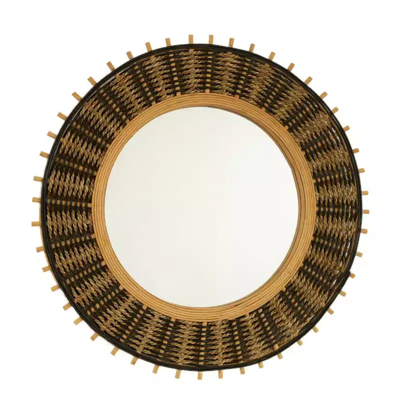 23 Miroir Mural Décoratif Rond en Bambou Vintage avec Corde Tressée, Petit Miroir Circulaire pour Entrée ou Salon - Panipeachy