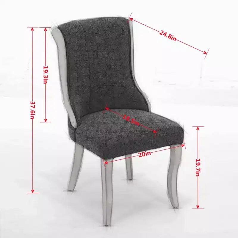 Mid-Century Velvet Dining Chairs Set of 2, Upholstered Armless Accent Chair with Curved Wood Legs for Kitchen Lounge Living Room Office