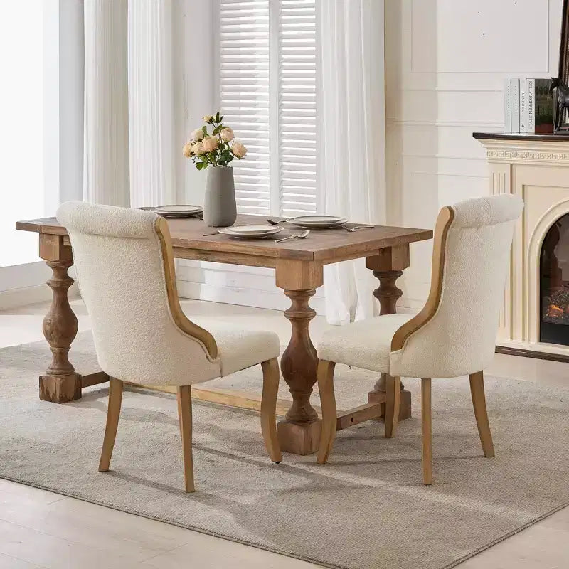 Mid-Century Velvet Dining Chairs Set of 2, Upholstered Armless Accent Chair with Curved Wood Legs for Kitchen Lounge Living Room Office