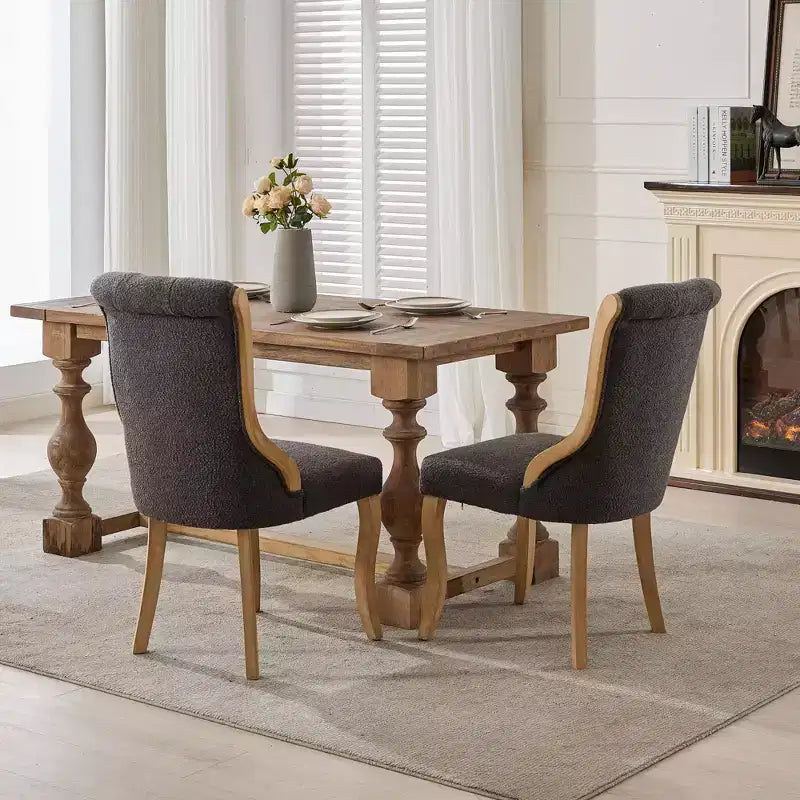 Mid-Century Velvet Dining Chairs Set of 2, Upholstered Armless Accent Chair with Curved Wood Legs for Kitchen Lounge Living Room Office