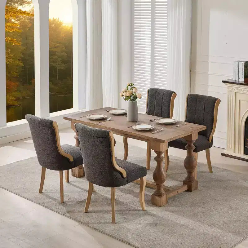 Mid-Century Velvet Dining Chairs Set of 2, Upholstered Armless Accent Chair with Curved Wood Legs for Kitchen Lounge Living Room Office