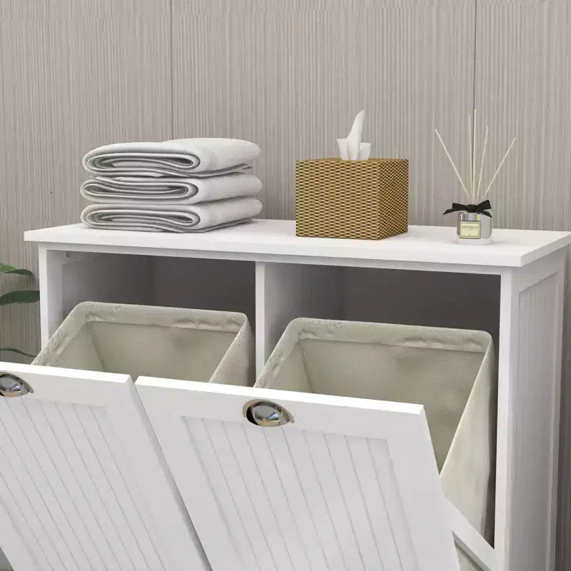sumyeg Two-Compartment Tilt-Out Laundry Sorter Cabinet with Hidden Storage
