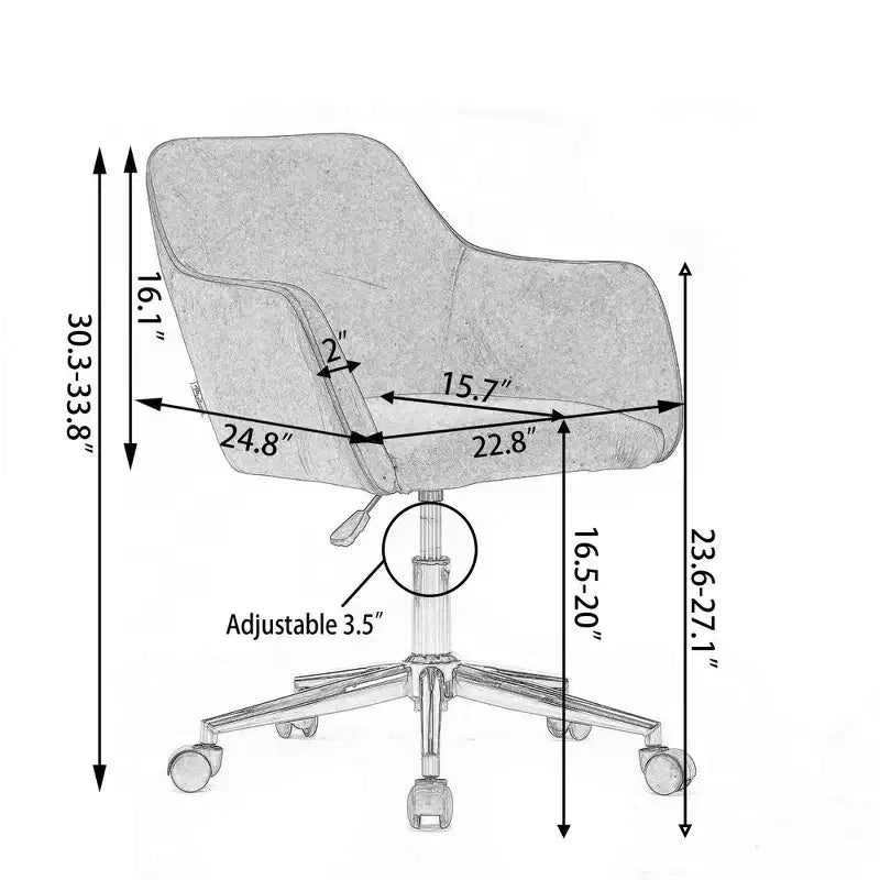 MAYEERTY 360 Revolving Teddy Fabric Home Office Chair, Height Adjustable with Gold Legs & Universal Wheels