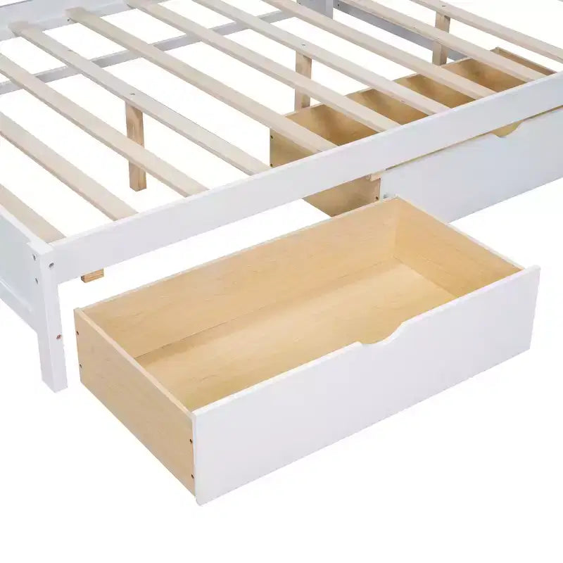 MAYEERTY Wooden Full Size Daybed with 2 Drawers Storage Shelf and Ports for Bedroom White