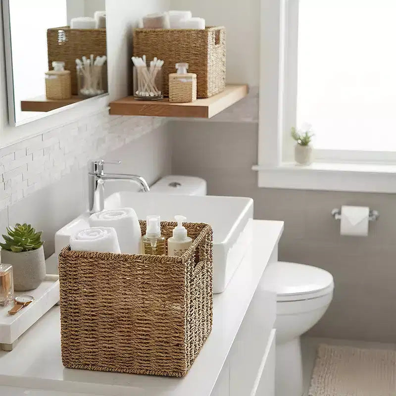 The Lakeside Collection Narrow Storage Tower with 6 Shelves or Set of 2 Wicker Baskets -