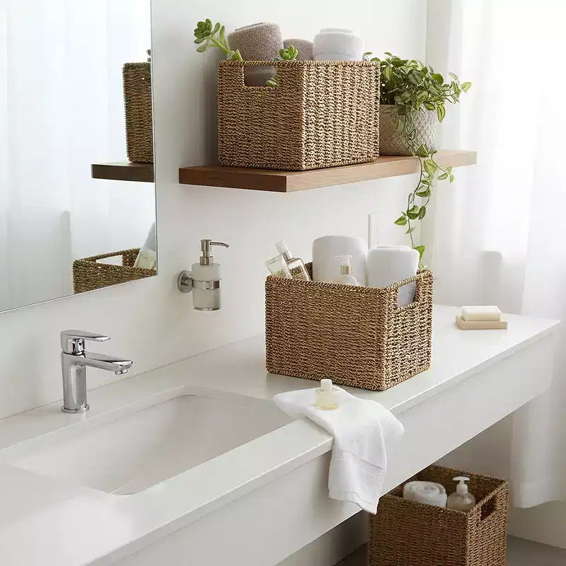The Lakeside Collection Narrow Storage Tower with 6 Shelves or Set of 2 Wicker Baskets -