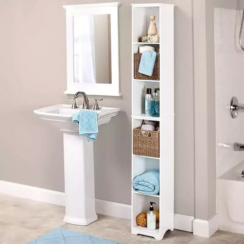 The Lakeside Collection Narrow Storage Tower with 6 Shelves or Set of 2 Wicker Baskets -