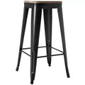 The Lakeside Collection Backless Metal Barstool with Wood Square Seat - 24H or 30H -