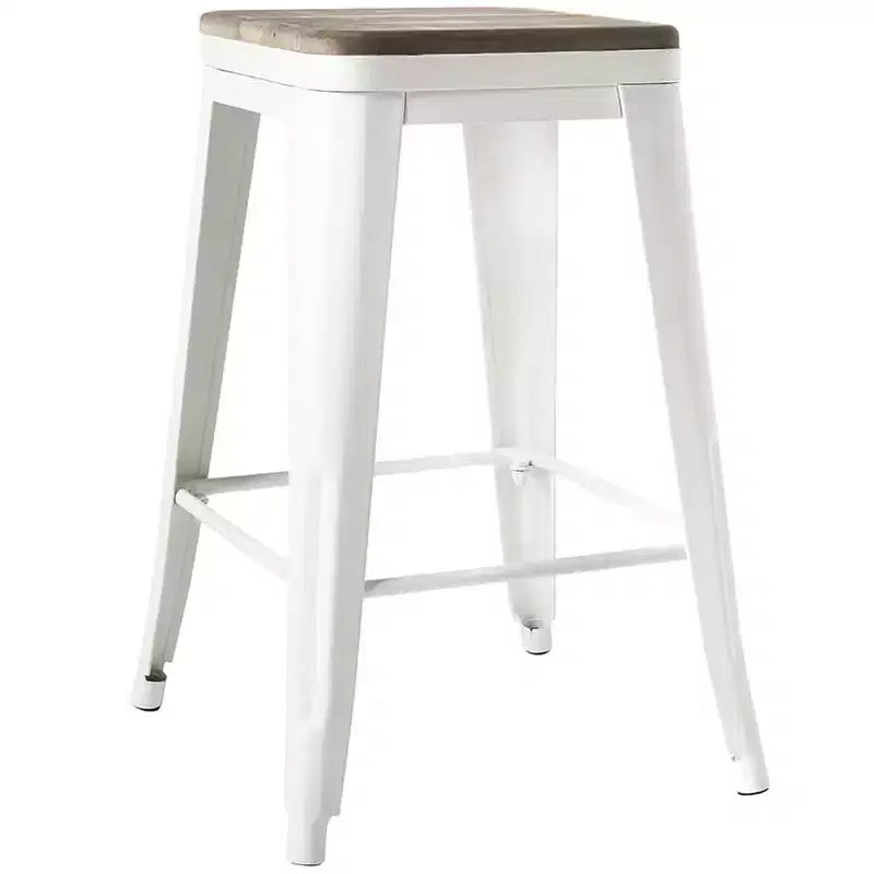 The Lakeside Collection Backless Metal Barstool with Wood Square Seat - 24H or 30H -