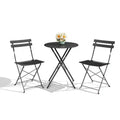 3-Piece Outdoor Bistro Set, Folding Patio Bistro Sets with 1 Table and 2 Chairs, Metal Frame Bistro Table and Chairs Set of 2 for Small Space, Indoor