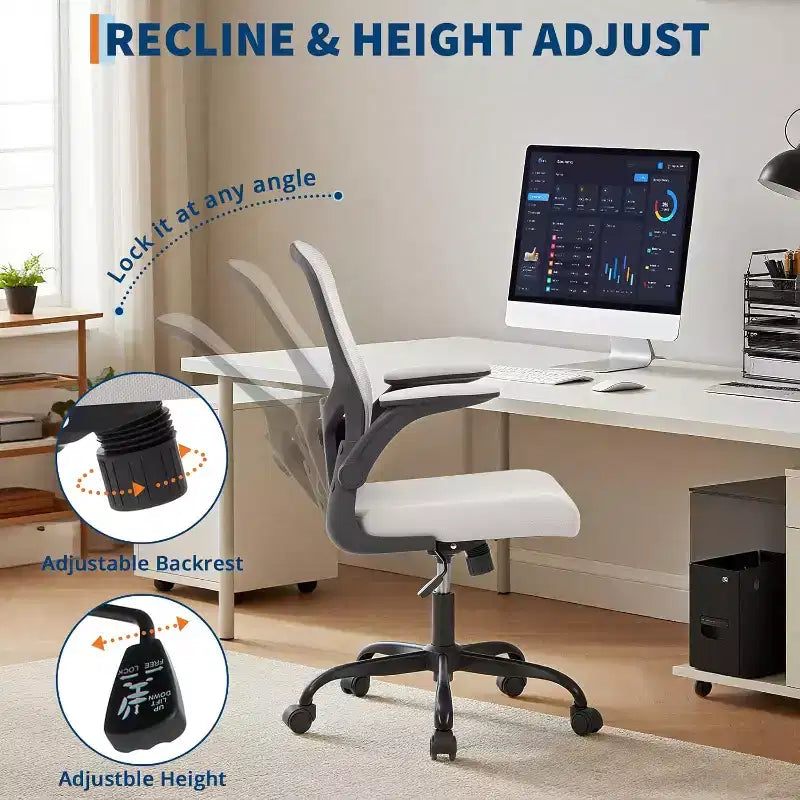 Garvee Ergonomic Mesh Office Chair with Adjustable Lumbar Support, Flip-Up Armrests, High Back Swivel, Rolling Executive Desk Chair for Home Office