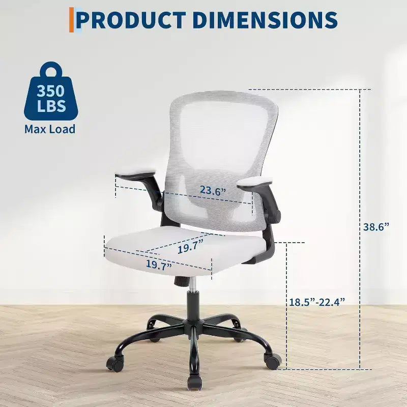 Garvee Ergonomic Mesh Office Chair with Adjustable Lumbar Support, Flip-Up Armrests, High Back Swivel, Rolling Executive Desk Chair for Home Office