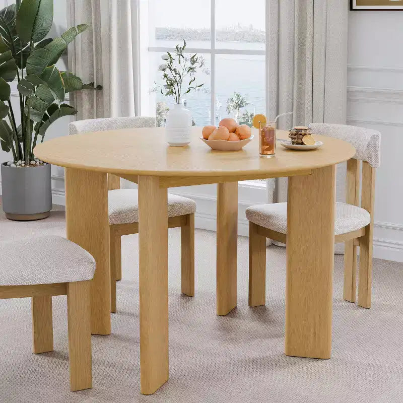 PexFix Solid Wood Farmhouse Dining Table Round Wood Top for Modern Dining Rooms & Family Gatherings