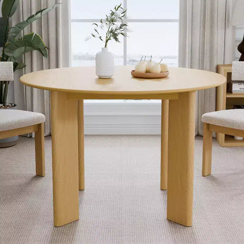 PexFix Solid Wood Farmhouse Dining Table Round Wood Top for Modern Dining Rooms & Family Gatherings