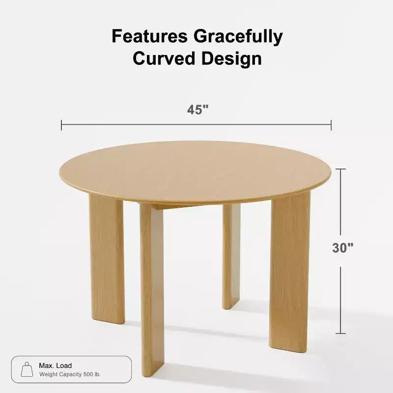 PexFix Solid Wood Farmhouse Dining Table Round Wood Top for Modern Dining Rooms & Family Gatherings