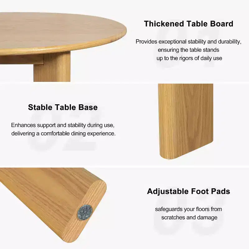 PexFix Solid Wood Farmhouse Dining Table Round Wood Top for Modern Dining Rooms & Family Gatherings