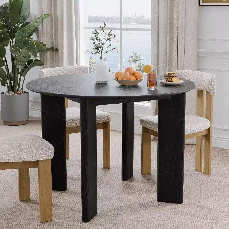 PexFix Solid Wood Farmhouse Dining Table Round Wood Top for Modern Dining Rooms & Family Gatherings