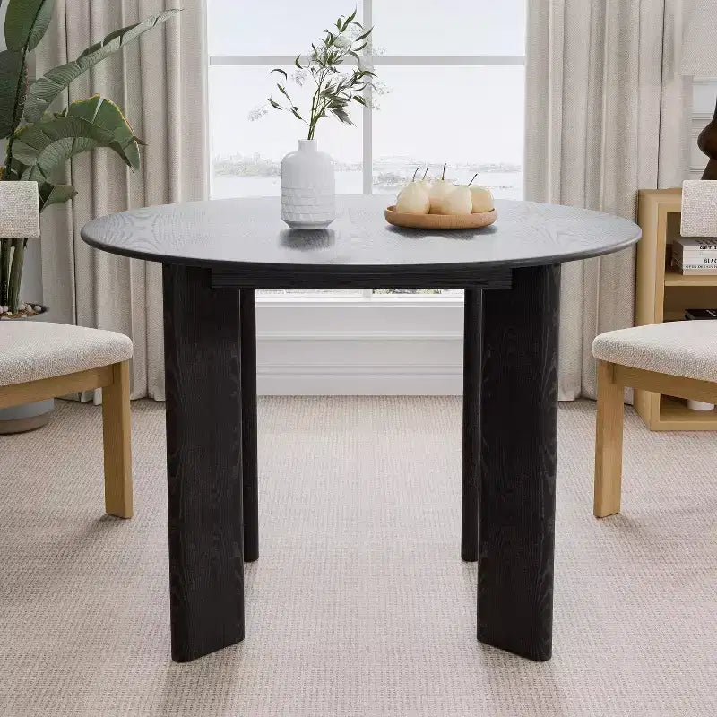 PexFix Solid Wood Farmhouse Dining Table Round Wood Top for Modern Dining Rooms & Family Gatherings
