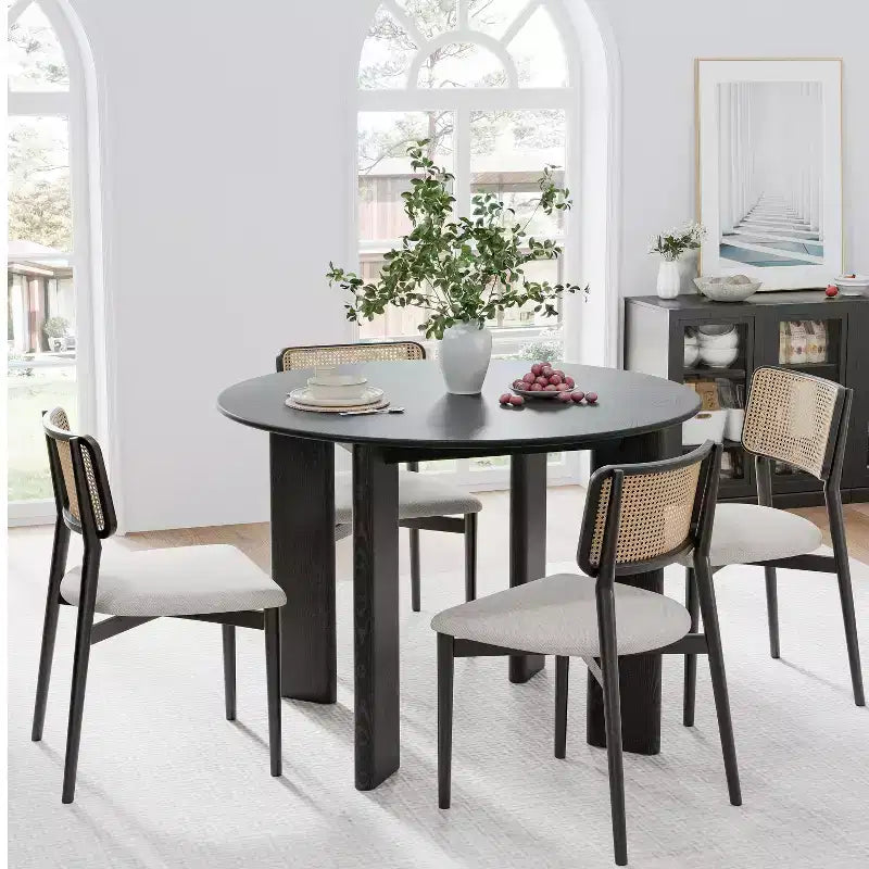 PexFix Solid Wood Farmhouse Dining Table Round Wood Top for Modern Dining Rooms & Family Gatherings