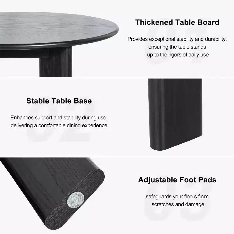 PexFix Solid Wood Farmhouse Dining Table Round Wood Top for Modern Dining Rooms & Family Gatherings