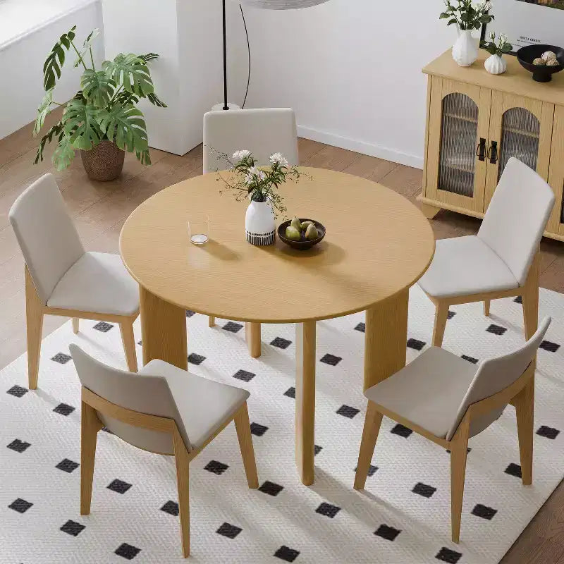 PexFix Table de salle à manger de ferme en bois massif Plateau rond en bois pour salles à manger modernes et réunions de famille