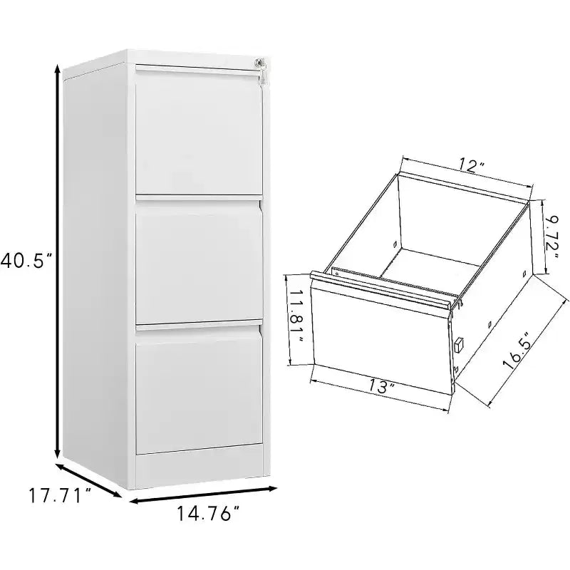 3/ 4 Drawer File Cabinet, Heavy Duty Vertical Filing Cabinets with Lock, Metal Steel Storage Cabinet for Office and Home, Assembly Required