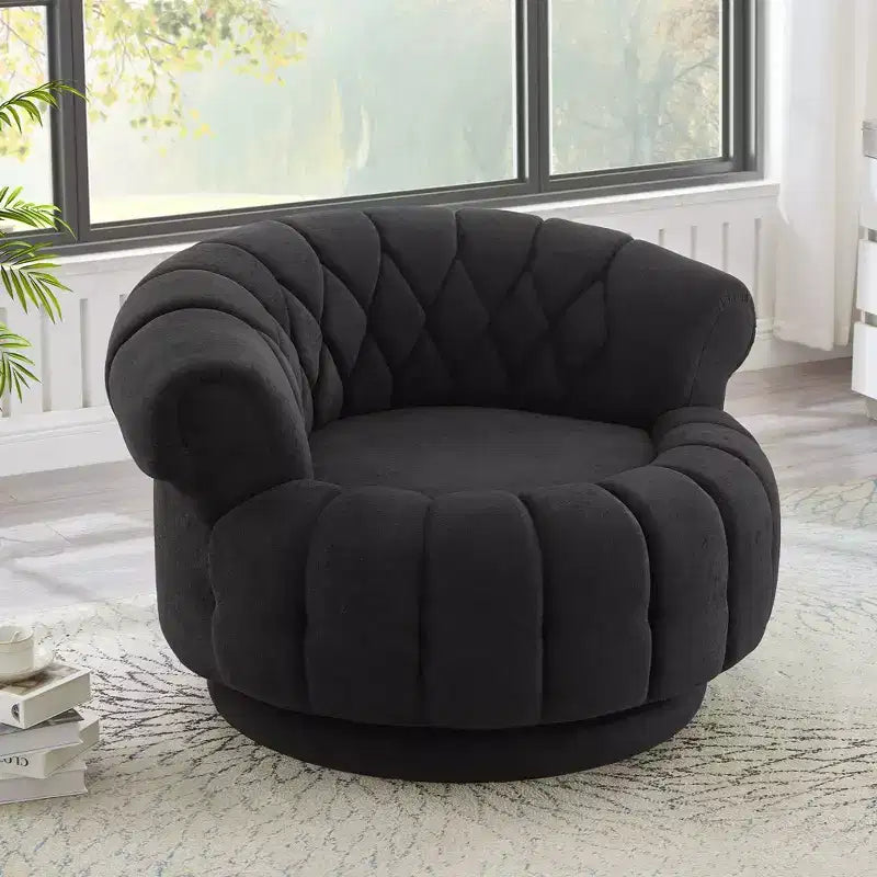 GDFStudio Fanny 360 Swivel Round Barrel Club Chair with Curved Armrests