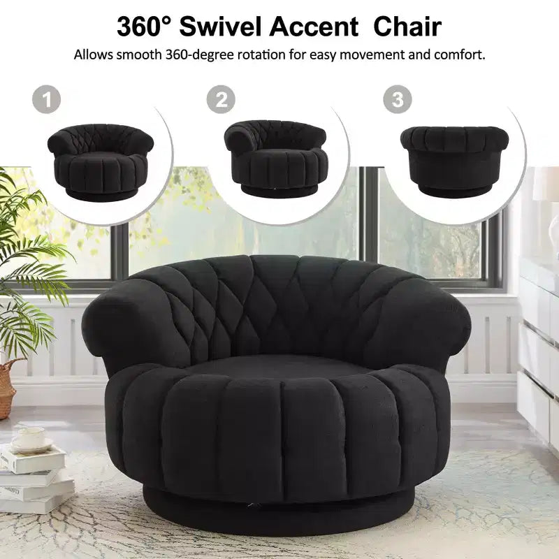 GDFStudio Fanny 360 Swivel Round Barrel Club Chair with Curved Armrests