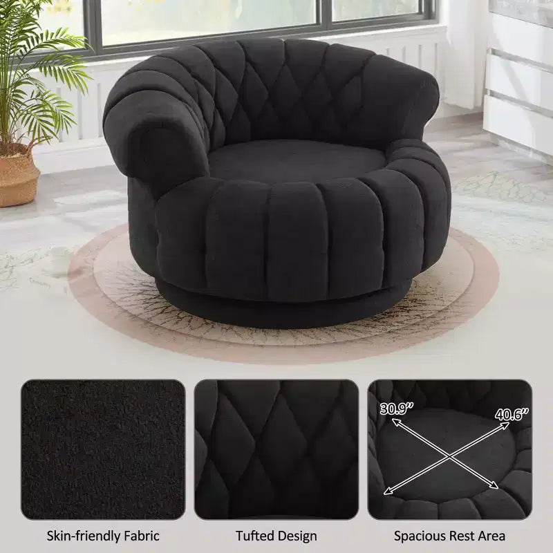 GDFStudio Fanny 360 Swivel Round Barrel Club Chair with Curved Armrests