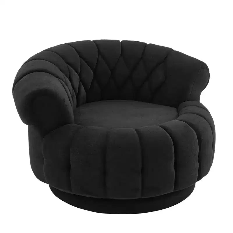 GDFStudio Fanny 360 Swivel Round Barrel Club Chair with Curved Armrests