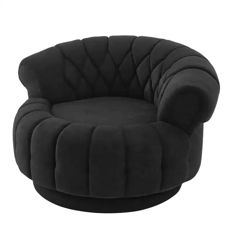 GDFStudio Fanny 360 Swivel Round Barrel Club Chair with Curved Armrests