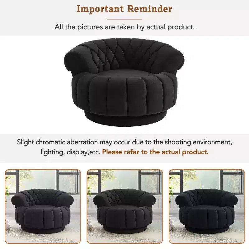 GDFStudio Fanny 360 Swivel Round Barrel Club Chair with Curved Armrests
