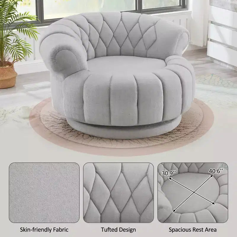GDFStudio Fanny 360 Swivel Round Barrel Club Chair with Curved Armrests