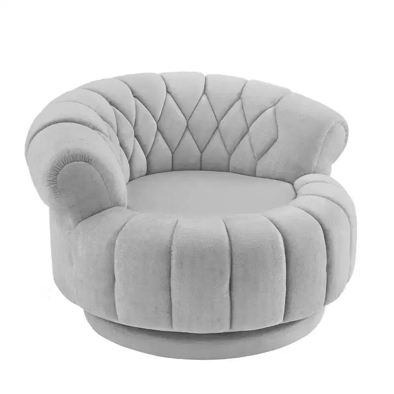 GDFStudio Fanny 360 Swivel Round Barrel Club Chair with Curved Armrests