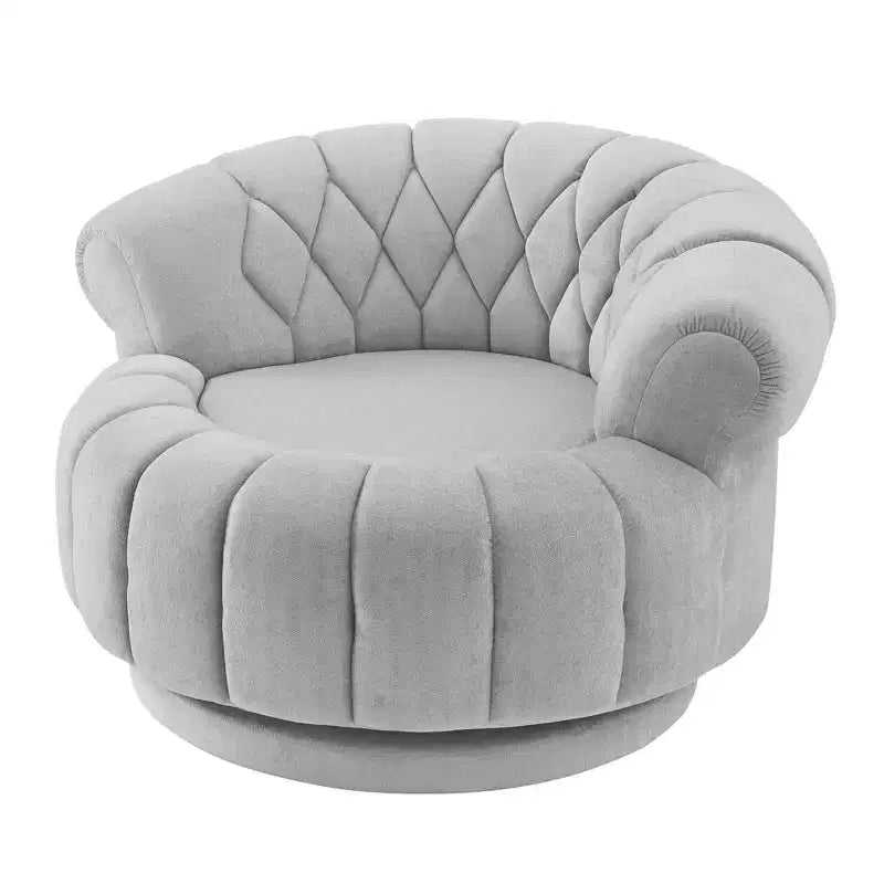 GDFStudio Fanny 360 Swivel Round Barrel Club Chair with Curved Armrests
