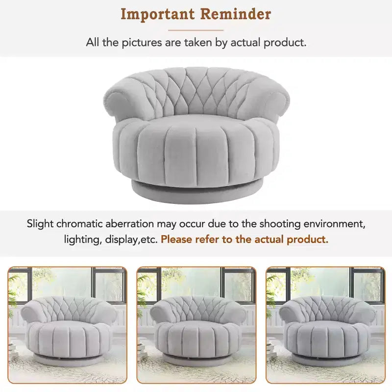 GDFStudio Fanny 360 Swivel Round Barrel Club Chair with Curved Armrests