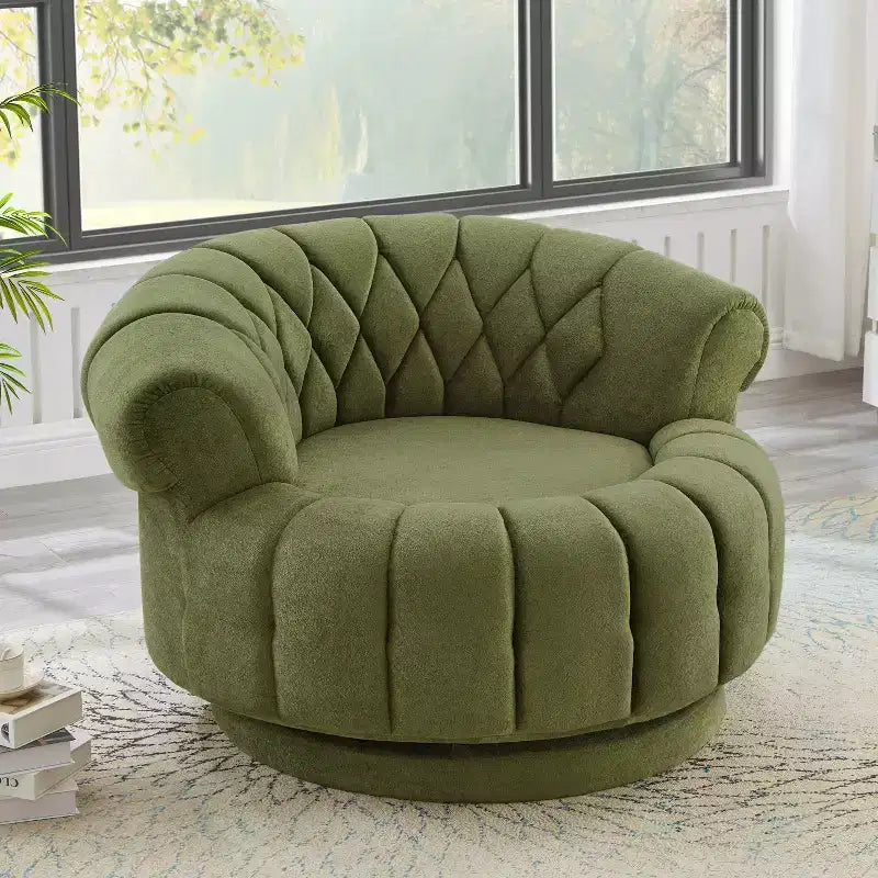 GDFStudio Fanny 360 Swivel Round Barrel Club Chair with Curved Armrests