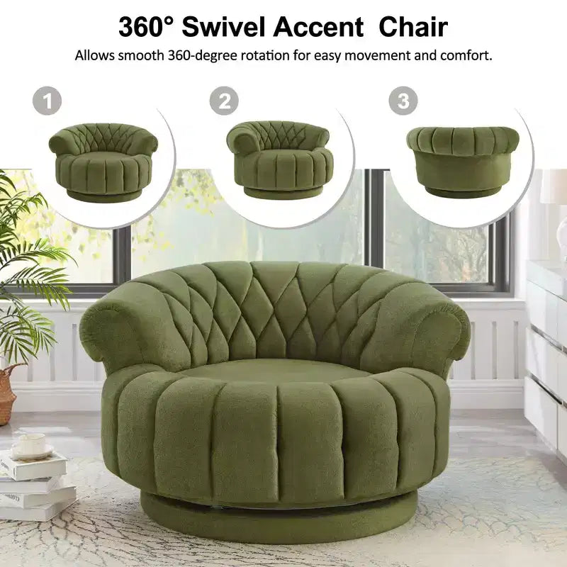 GDFStudio Fanny 360 Swivel Round Barrel Club Chair with Curved Armrests
