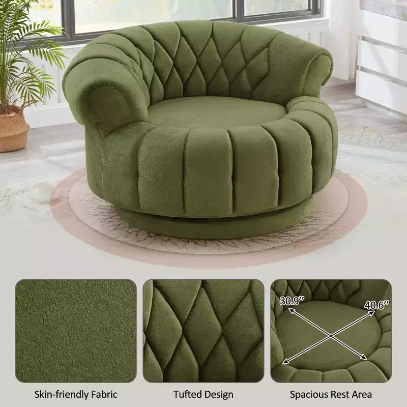 GDFStudio Fanny 360 Swivel Round Barrel Club Chair with Curved Armrests