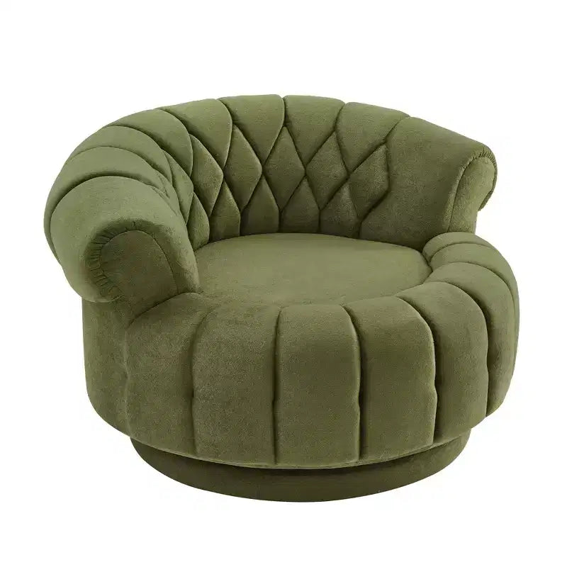 GDFStudio Fanny 360 Swivel Round Barrel Club Chair with Curved Armrests