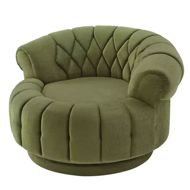 GDFStudio Fanny 360 Swivel Round Barrel Club Chair with Curved Armrests