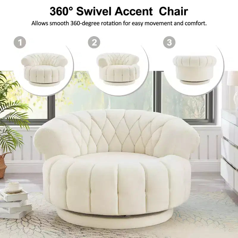 GDFStudio Fanny 360 Swivel Round Barrel Club Chair with Curved Armrests