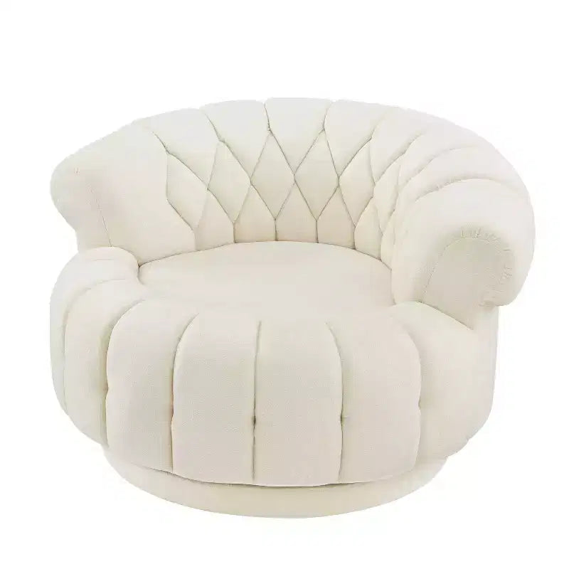 GDFStudio Fanny 360 Swivel Round Barrel Club Chair with Curved Armrests
