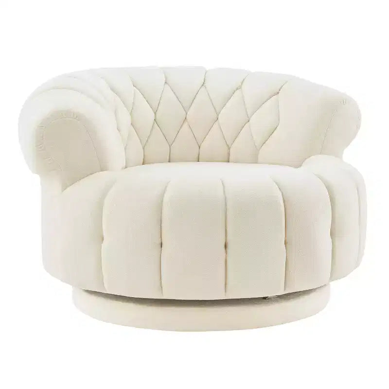 GDFStudio Fanny 360 Swivel Round Barrel Club Chair with Curved Armrests