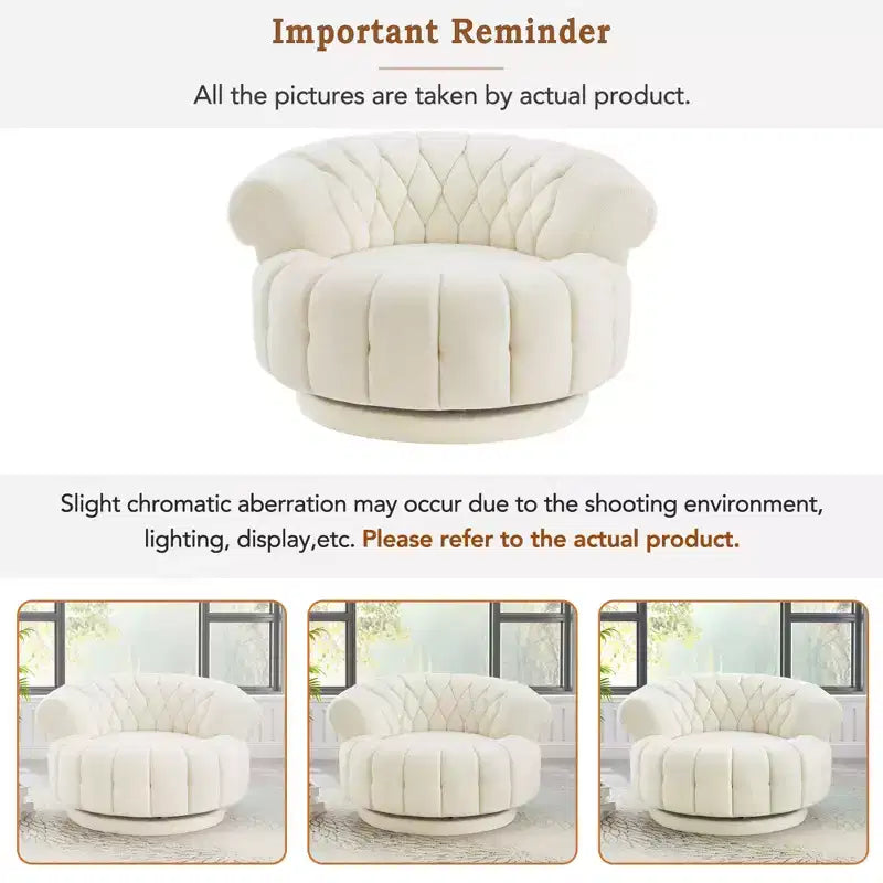 GDFStudio Fanny 360 Swivel Round Barrel Club Chair with Curved Armrests