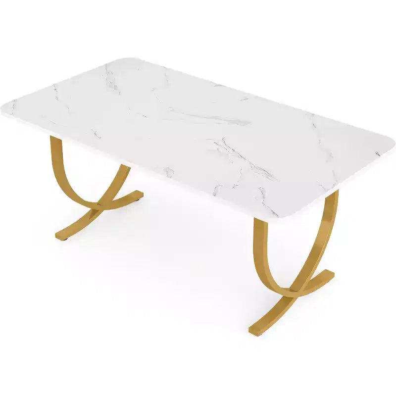 Modern Dining Table Kitchen Table with Faux Marble Table Top
