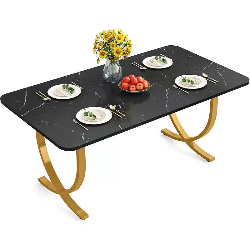 Modern Dining Table Kitchen Table with Faux Marble Table Top